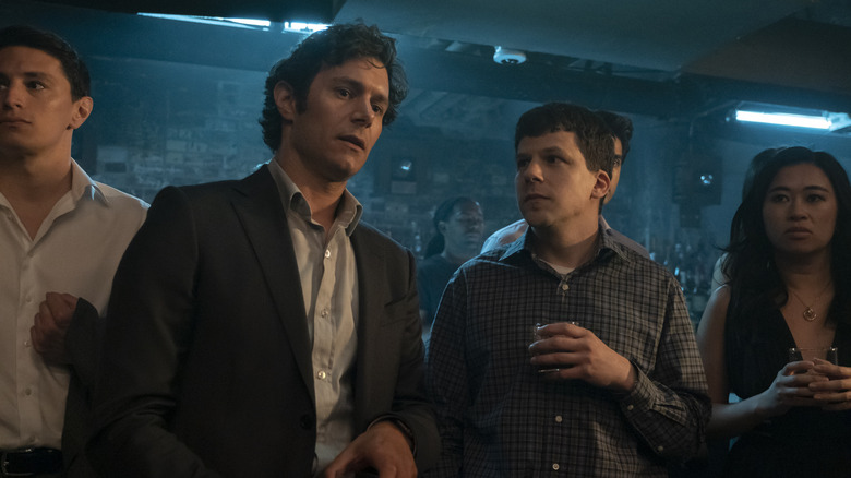 Adam Brody posing with co-star Jesse Eisenman in Fleishman is in Trouble