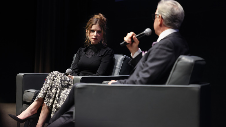 Anna Kendrick on stage during interview