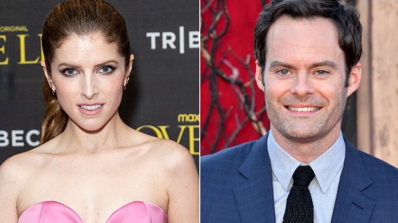 Split image of Anna Kendrick and Bill Hader smiling