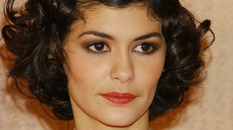 Audrey Tautou with dark eye makeup