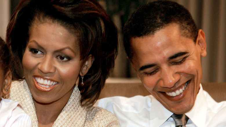 Barack and Michelle Obama smiling