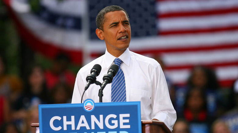 Barack Obama speaking at event