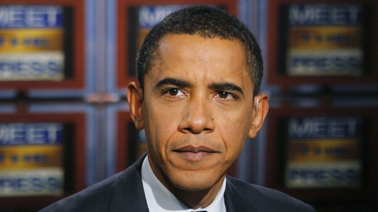 Barack Obama looking serious