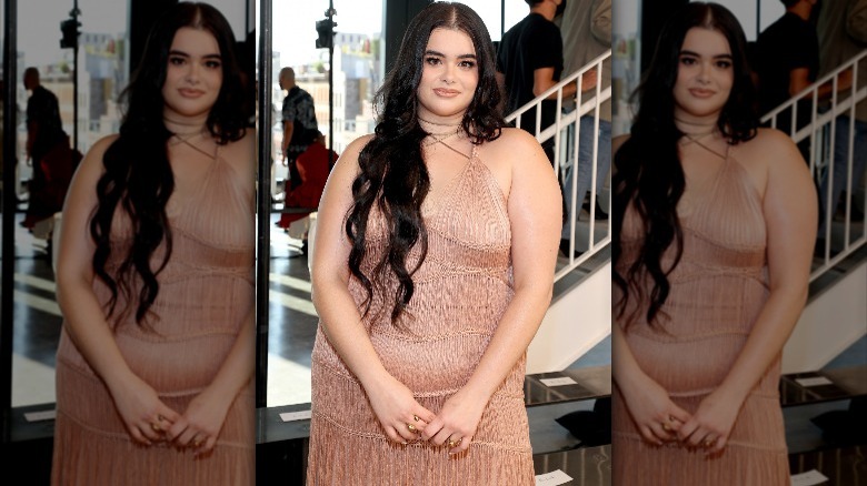 Barbie Ferreira wearing a pink dress