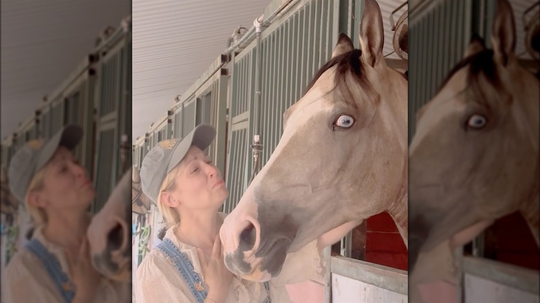 Beth Behrs and a horse