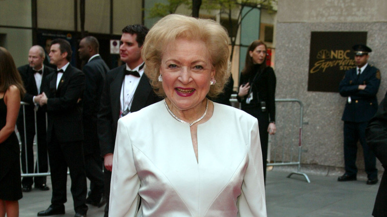 Betty White wearing white