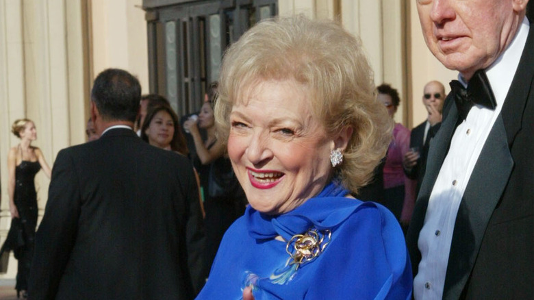 Betty White wearing blue