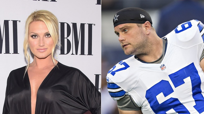 Split image of Brooke Hogan and Dallas Cowboys player Phil Costa