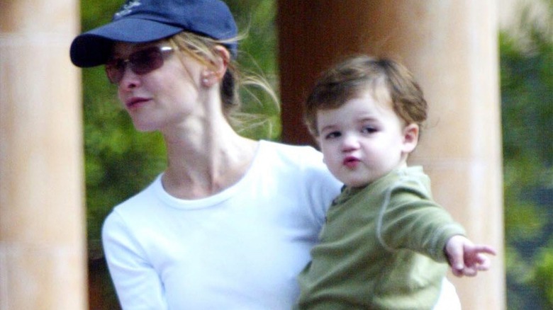 Calista Flockhart holding baby Liam