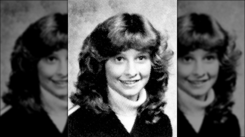 Calista Flockhart smiling in her high school yearbook photo