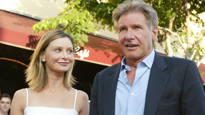 Calista Flockhart smiling at Harrison Ford