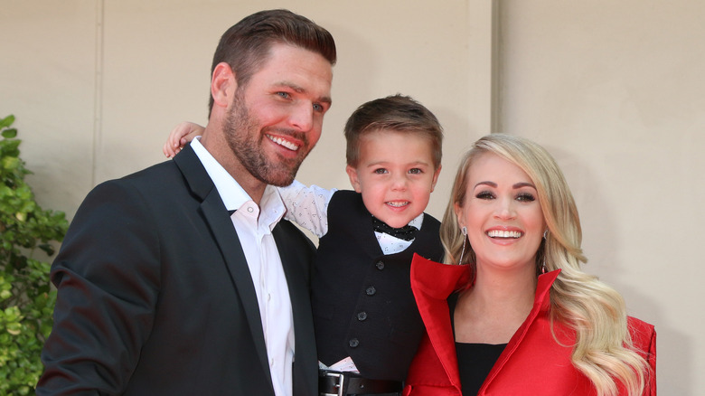 Carrie Underwood with husband, son