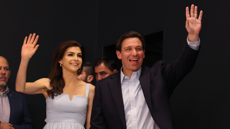 Casey and Ron DeSantis waving