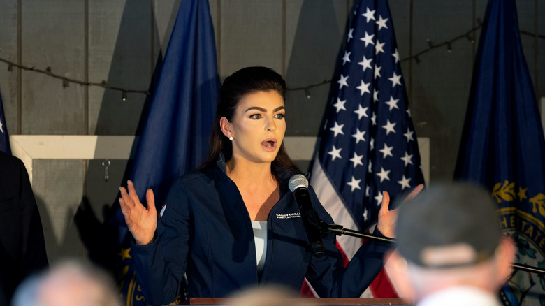 Casey DeSantis speaking to a crowd