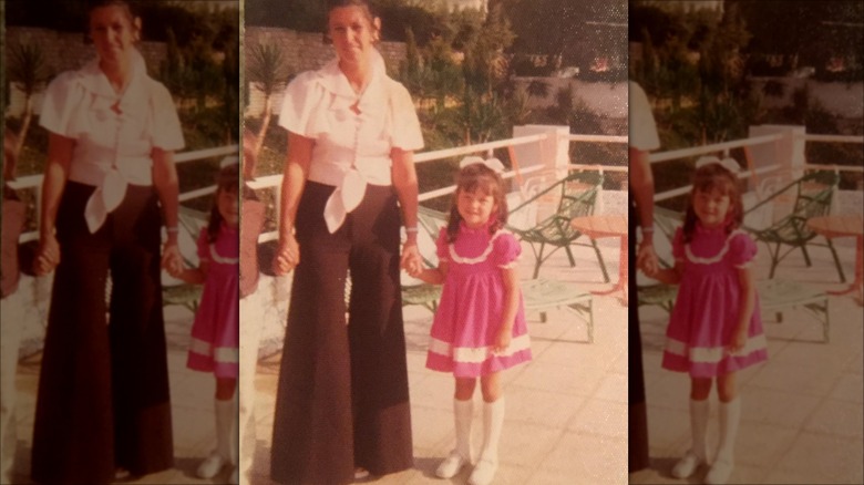 Young Catherine Zeta-Jones with her mother