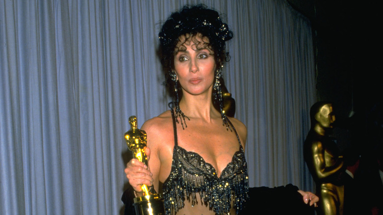 Cher winning her Oscar in 1988