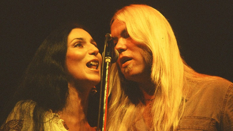 Cher and Gregg Allman performing 