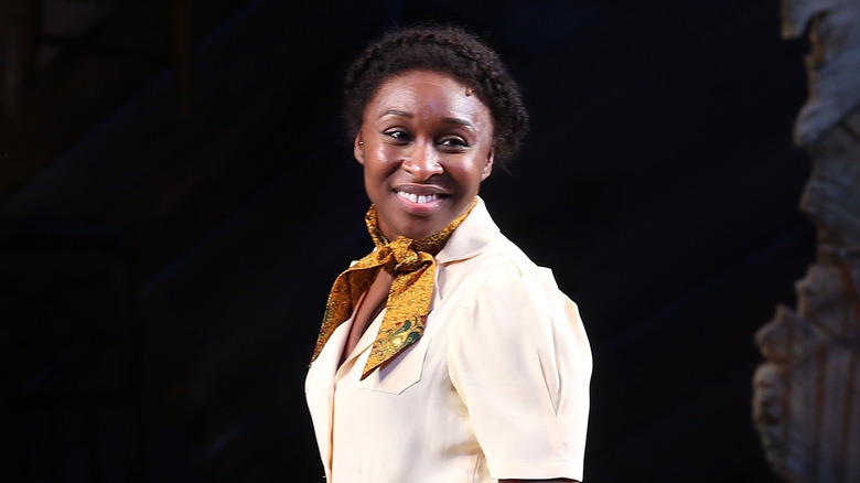 Cynthia Erivo performing onstage in The Color Purple