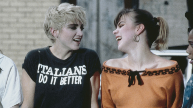 Madonna and Debi Mazar on the set of Papa Don't Preach video