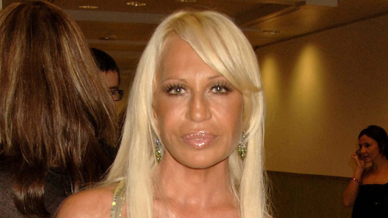 Donatella Versace posing in Monte Carlo, Monaco