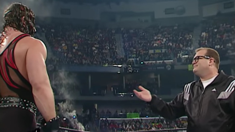 Drew Carey and Kane in the Royal Rumble ring