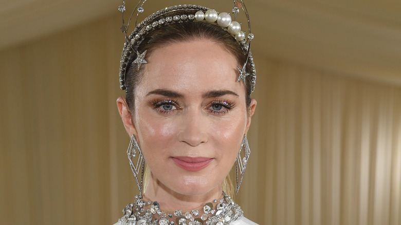 Emily Blunt with a headress