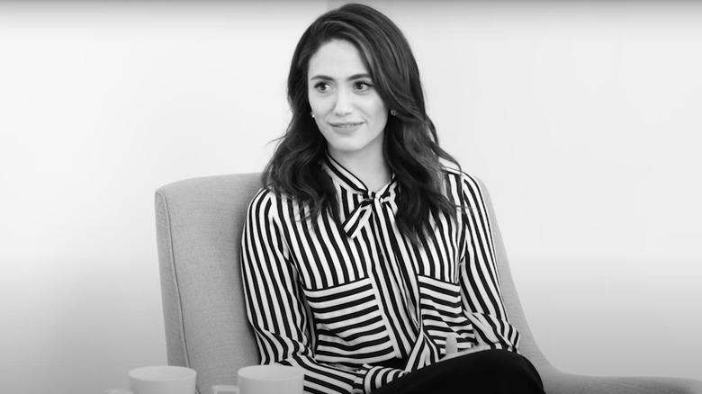 Emmy Rossum being interviewed