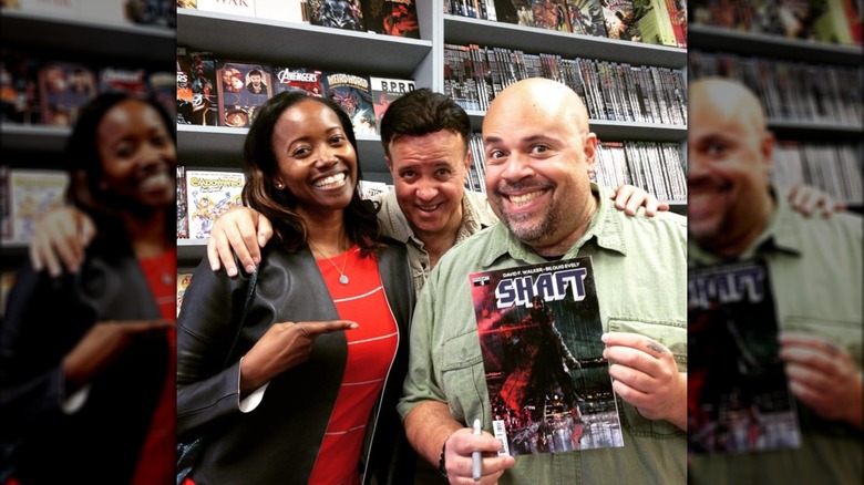 Erika Alexander, Tony Puryear, and David Walker smiling