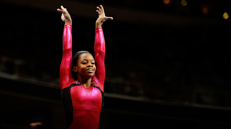 Gabby Douglas sticking a landing