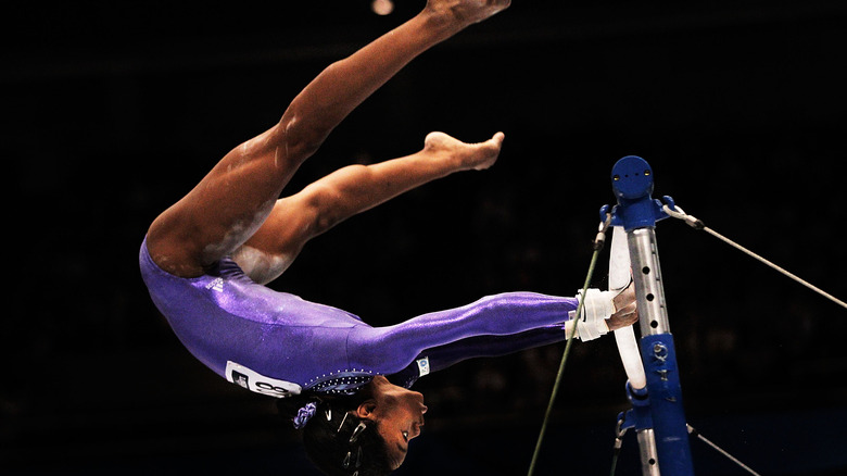 Gabby Douglas performing a stunt