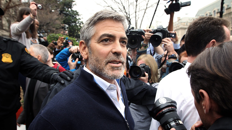 George Clooney at protest