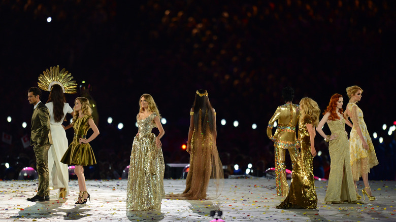 Georgia May Jagger onstage with other models at the Olympics