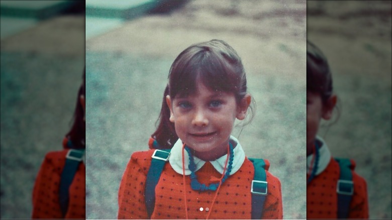 Ginger Zee posing on her first day of kindergarten