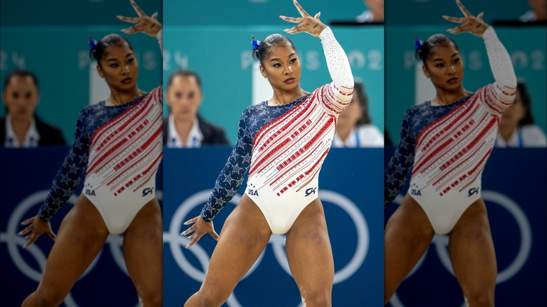 Jordan Chiles posing in leotard 