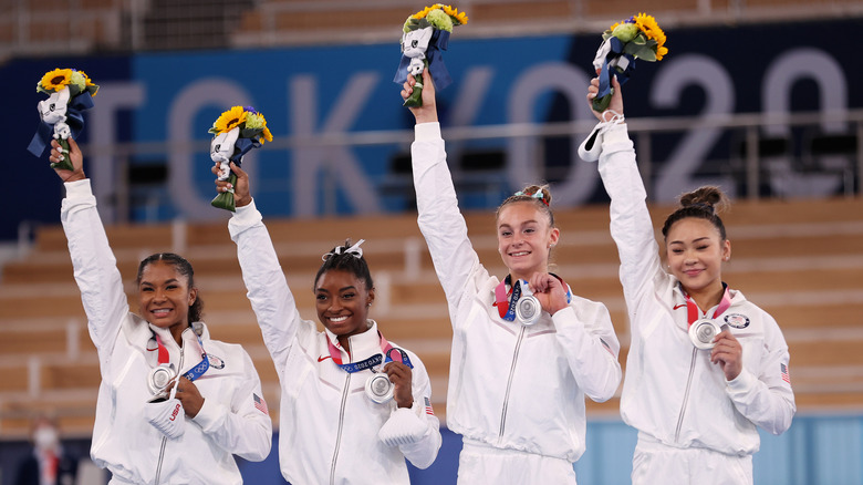 Jordan Chiles, Simone Biles, Grace McCallum, and Sunisa Lee