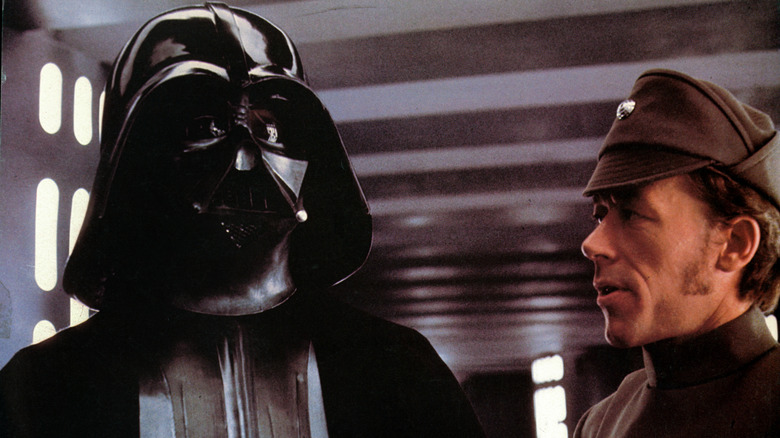 Darth Vader looking straight ahead in a still from Star Wars