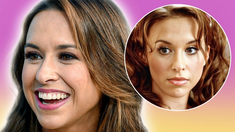 Side by side photos of young Lacey Chabert and older Lacey Chabert