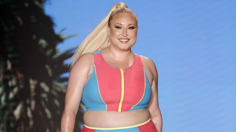 Hayley Hasselhoff walking the runway in a swimsuit