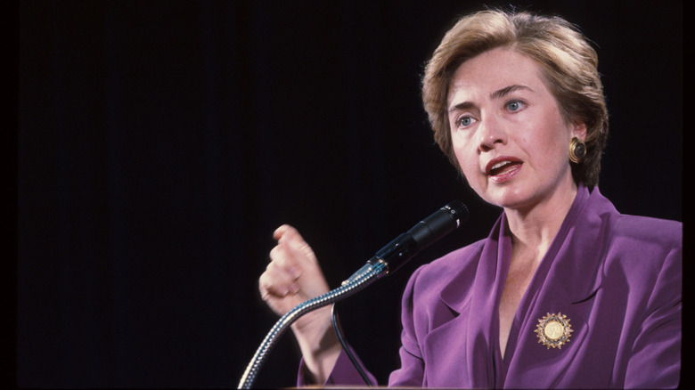 Hillary Clinton speaking in 1993 