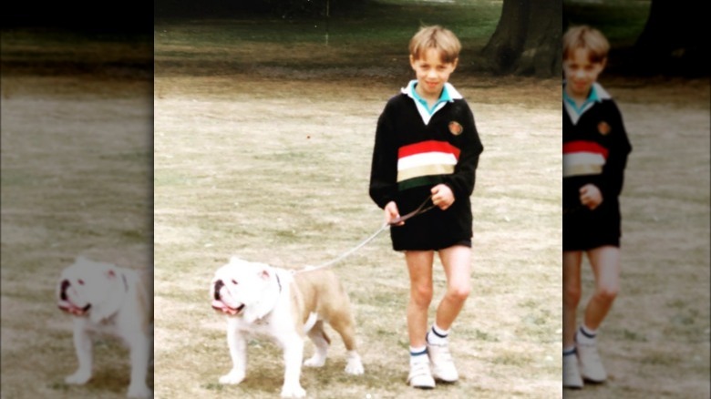 Young James Middleton with dog