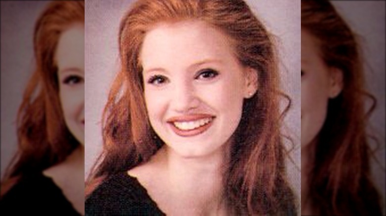 young Jessica Chastain in high school yearbook