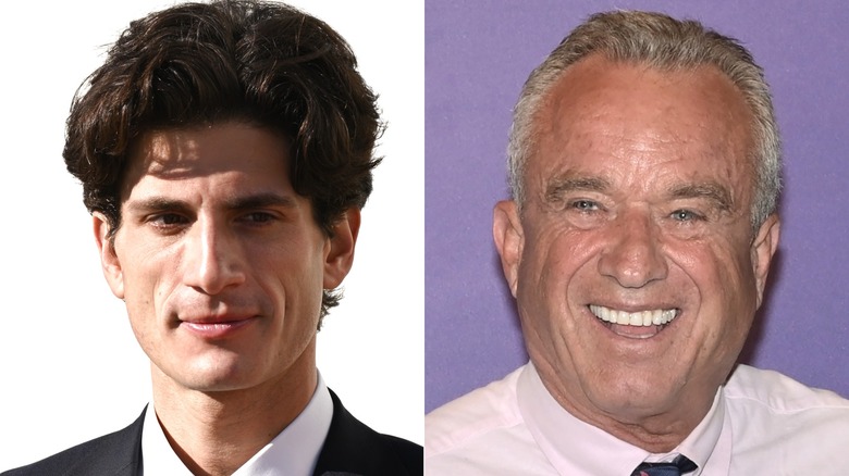 A split image of Jack Schlossberg and RFK Jr