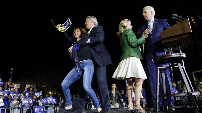 Joe and Jill Biden holding hands