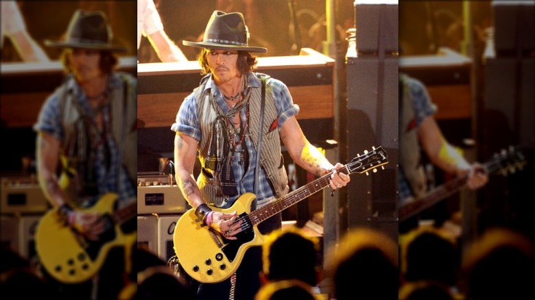 Johnny Depp jamming onstage in 2012