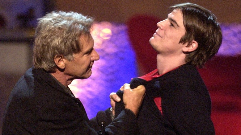 Harrison Ford grabbing Josh Hartnett by the collar