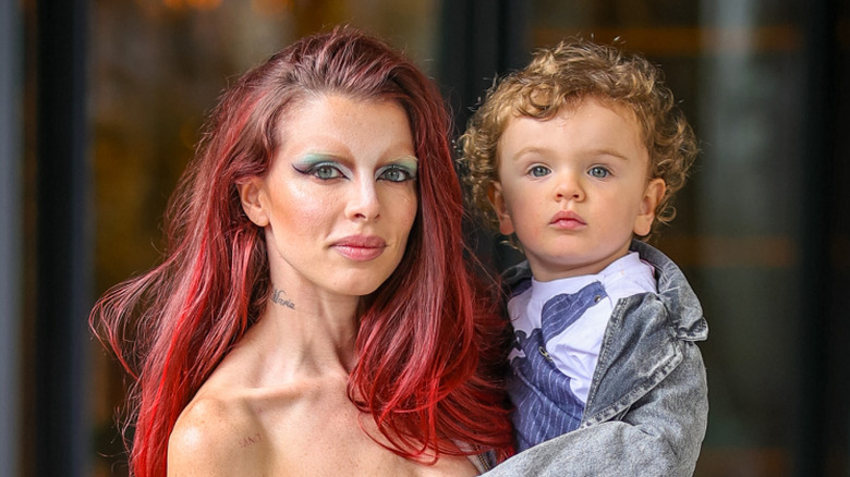 Julia Fox and her son Valentino at the 2023 Diesel fashion show