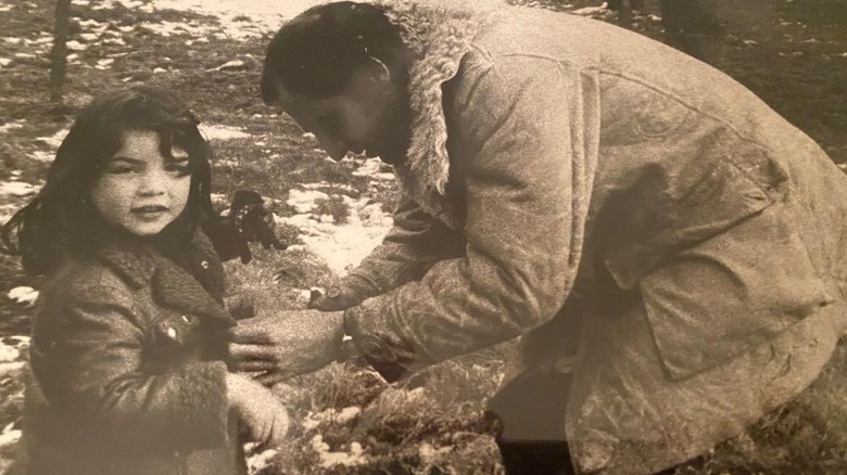 A young Julianna Margulies with her dad