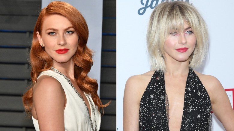 Julianne Hough with red hair and blonde bob