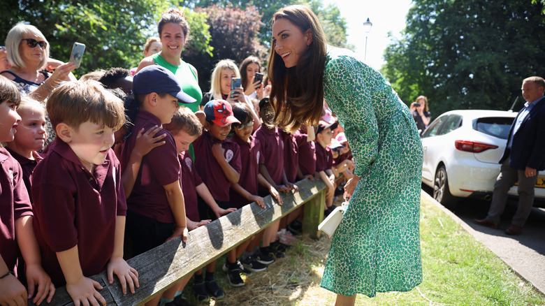 Princess Catherine talking to kids