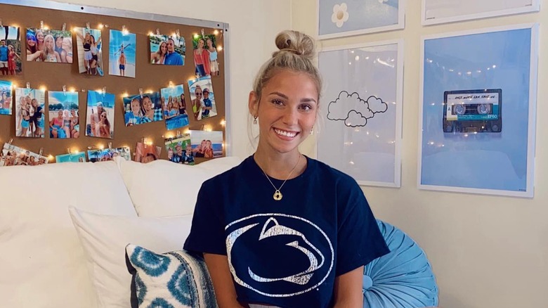 Katie Feeney in her dorm room